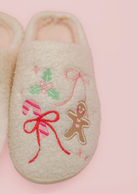 Gingerbread Bow Sherpa Slipper