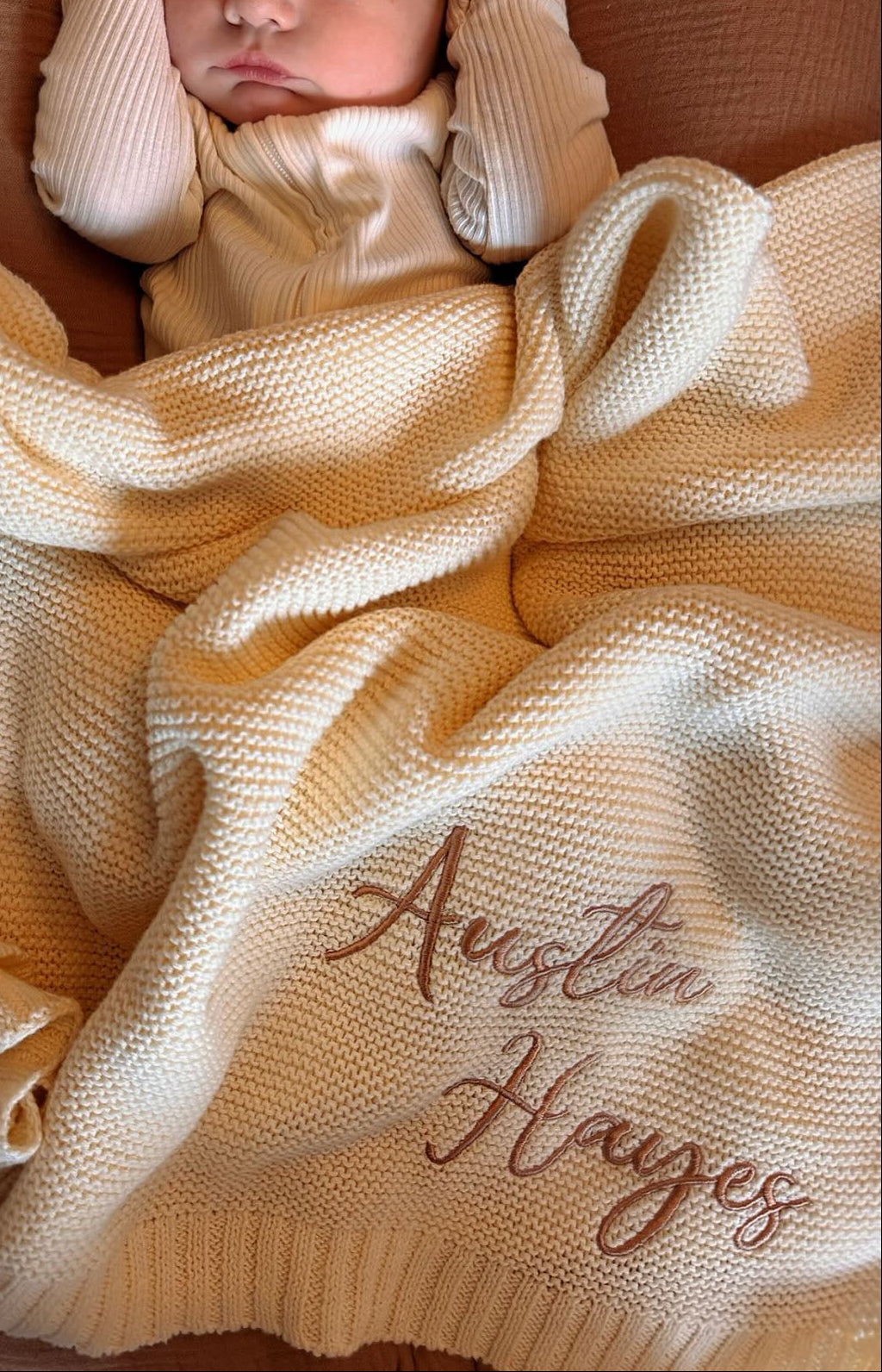 Embroidered Knit Blanket