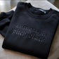 A little ray of pitch black embroidered crew