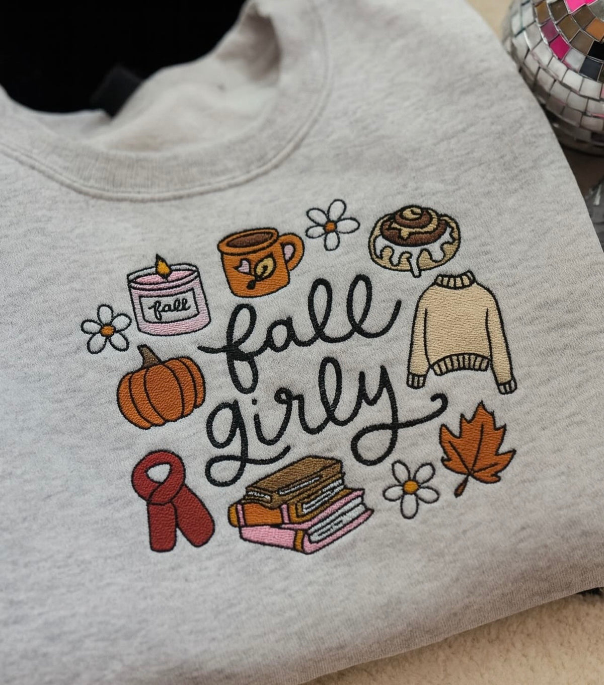 Fall Girly Embroidered Crewneck