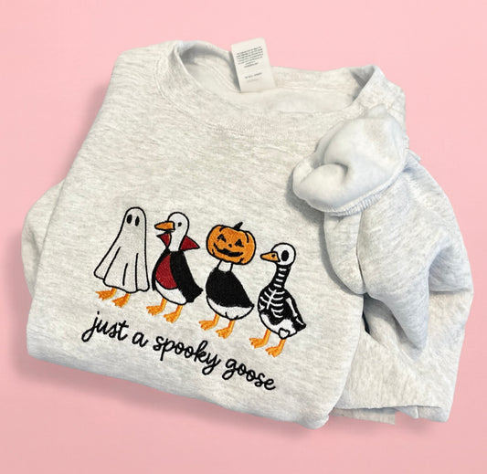 Spooky Goose Embroidered Crewneck