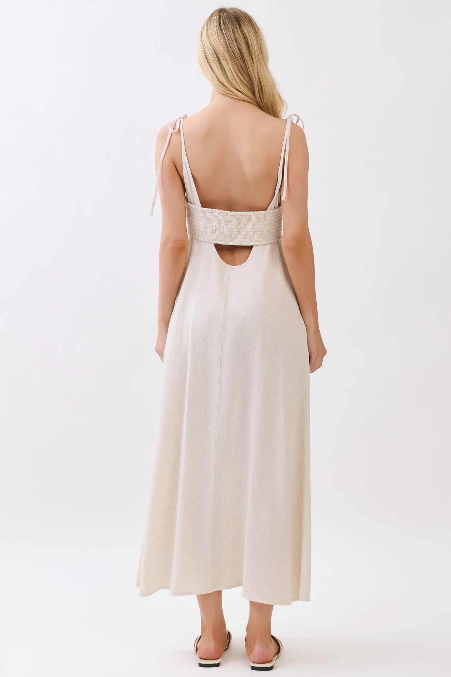 Solid Cami Midi Linen Blend Dress