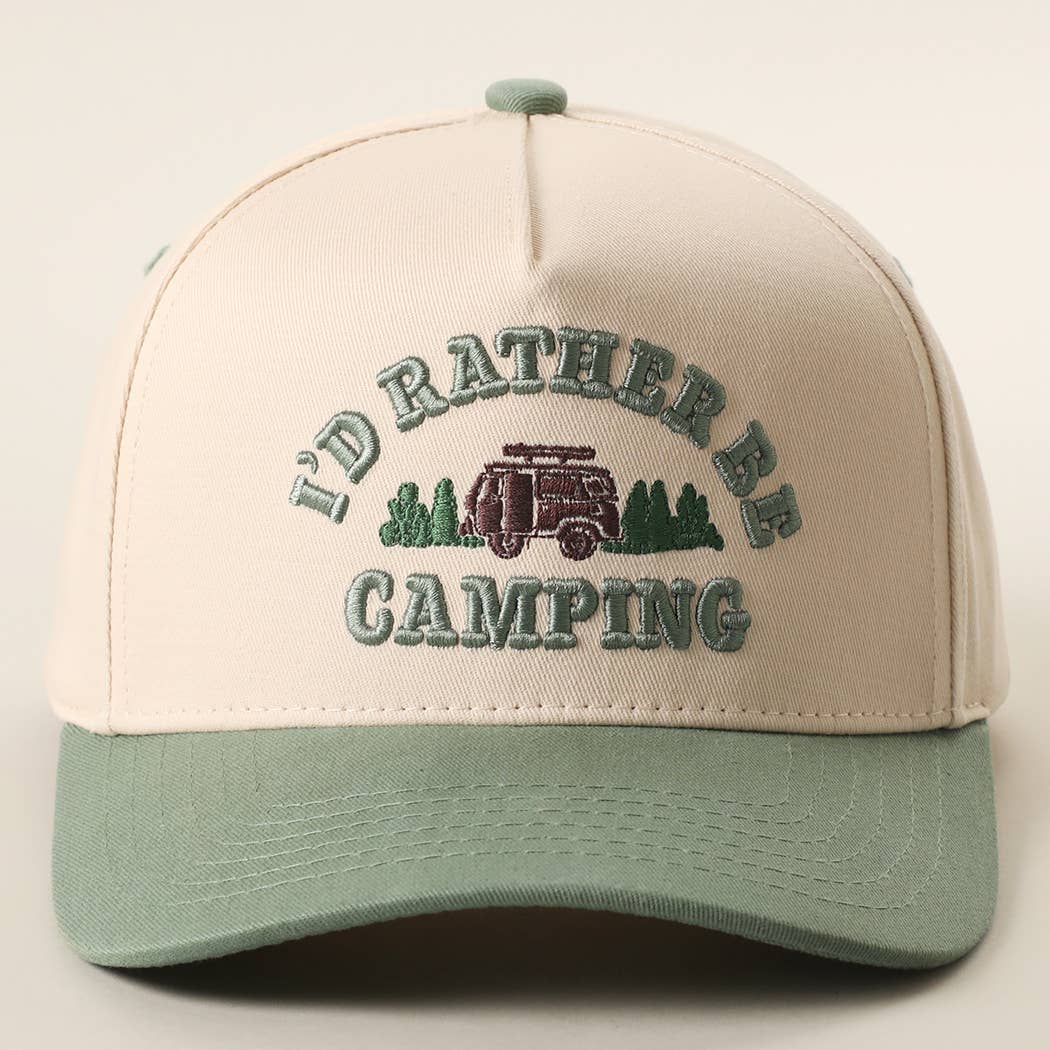 I'D RATHER BE CAMPING 3D Embroidered Two-Tone Trucker Hat