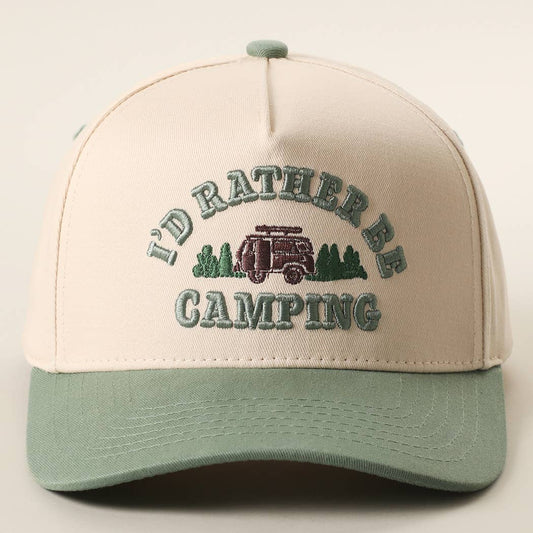 I'D RATHER BE CAMPING 3D Embroidered Two-Tone Trucker Hat